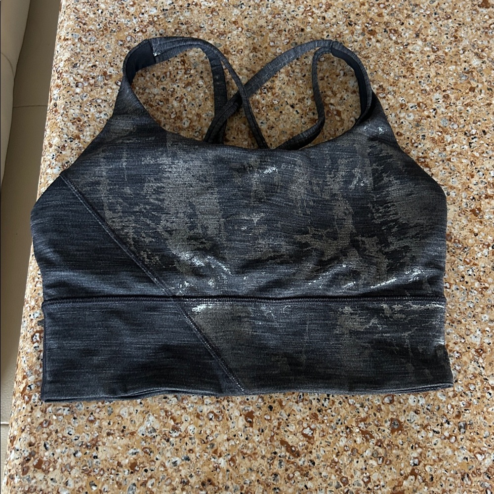 Lululemon black and Silver Strappy Sports Bra